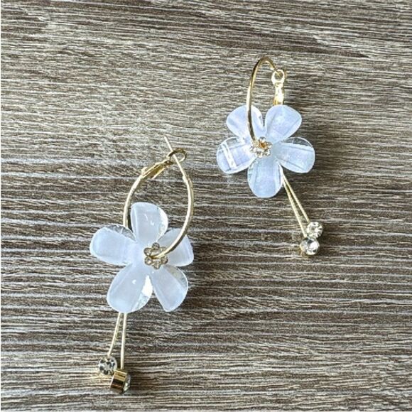 Flower hoop earrings N431 - Picture 4 of 4
